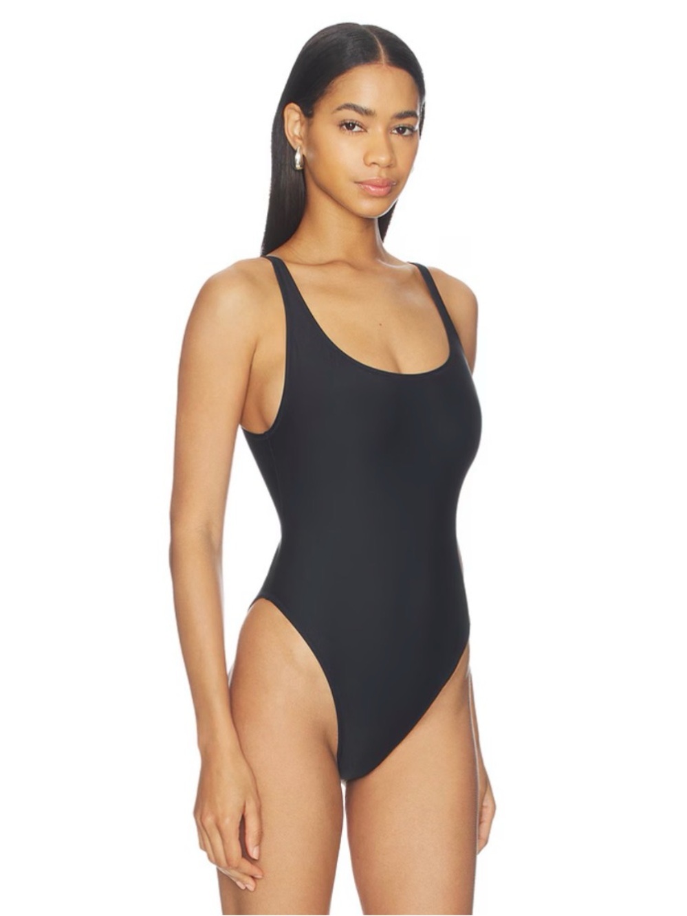 SKIMS Black One-Piece Scoop Back Swimsuit